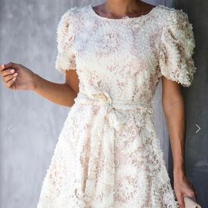 VICI Wren Backless Lace Puff Sleeve Dress